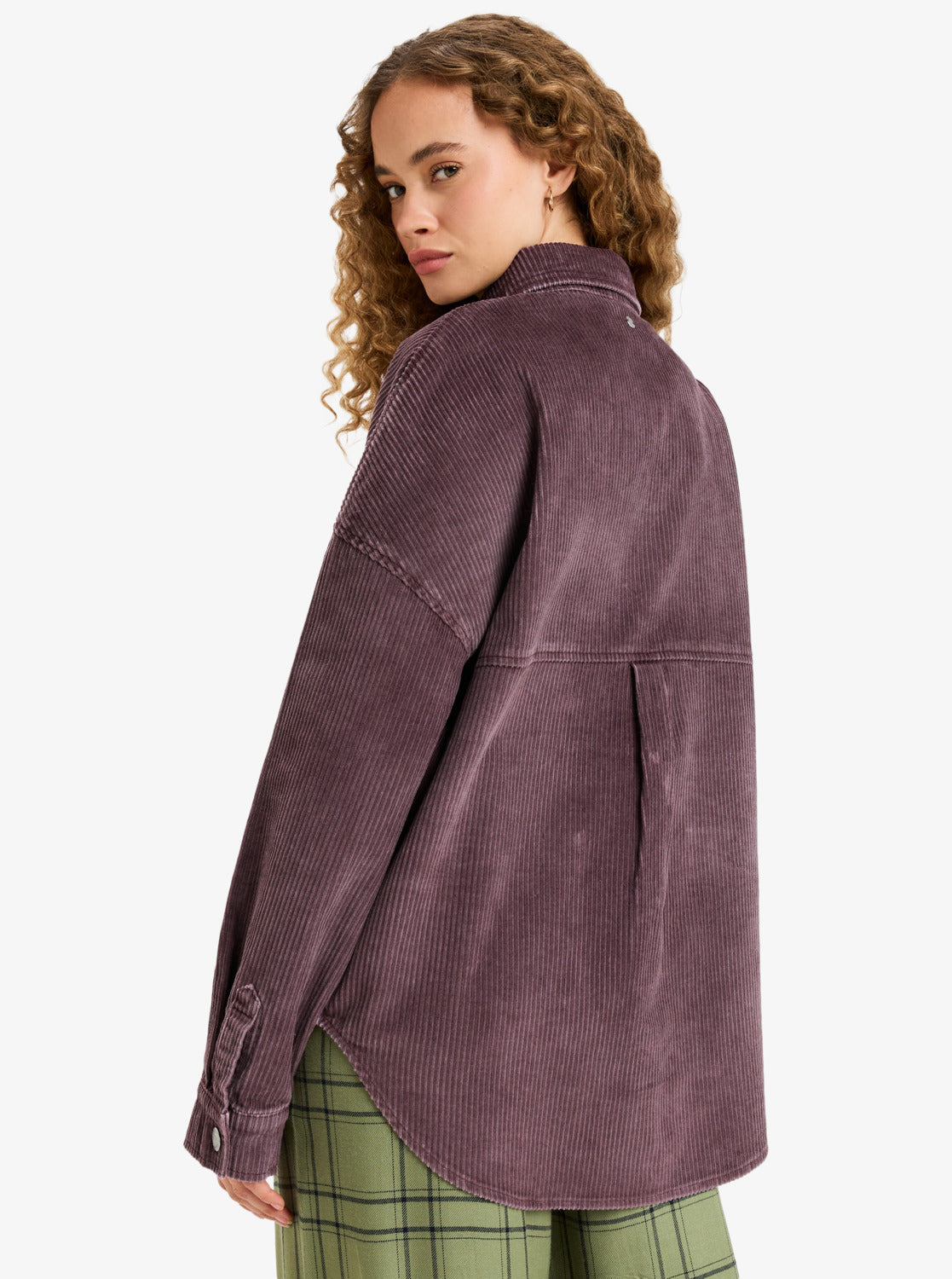 Roxy Womens Kick Back Washed Oversized Corduroy Jacket - Huckleberry