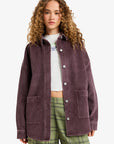 Roxy Womens Kick Back Washed Oversized Corduroy Jacket - Huckleberry