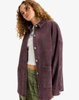 Roxy Womens Kick Back Washed Oversized Corduroy Jacket - Huckleberry