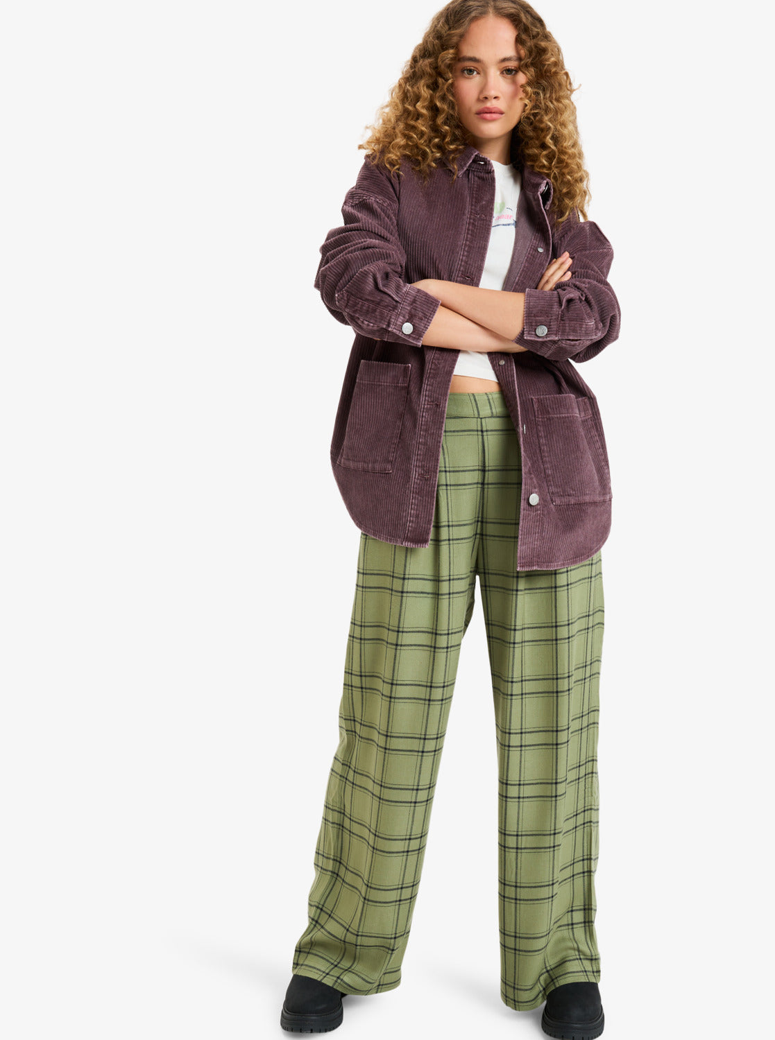 Roxy Womens Kick Back Washed Oversized Corduroy Jacket - Huckleberry