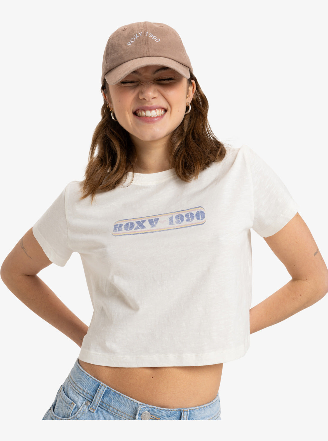 Roxy Womens Magic Swell Cropped T-Shirt - Egret - ManGo Surfing
