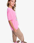 Roxy Womens Sunnyoversize Optic Wash T-Shirt - Pink Cosmos - ManGo Surfing