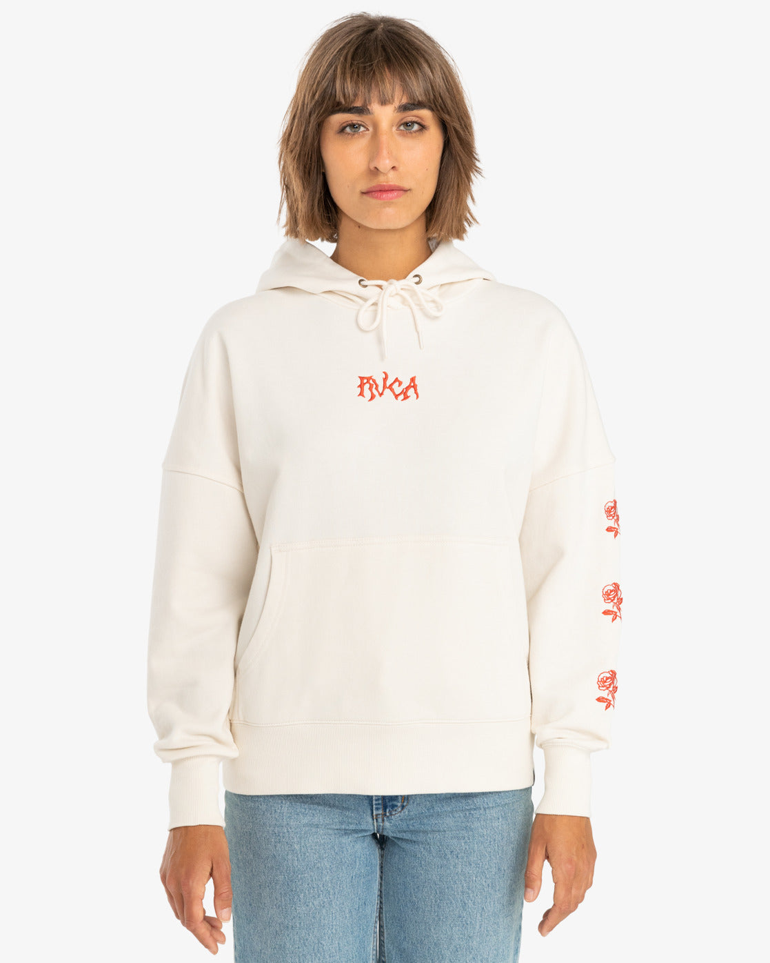 RVCA Womens Roses Only Pullover Hoodie - Salt - ManGo Surfing