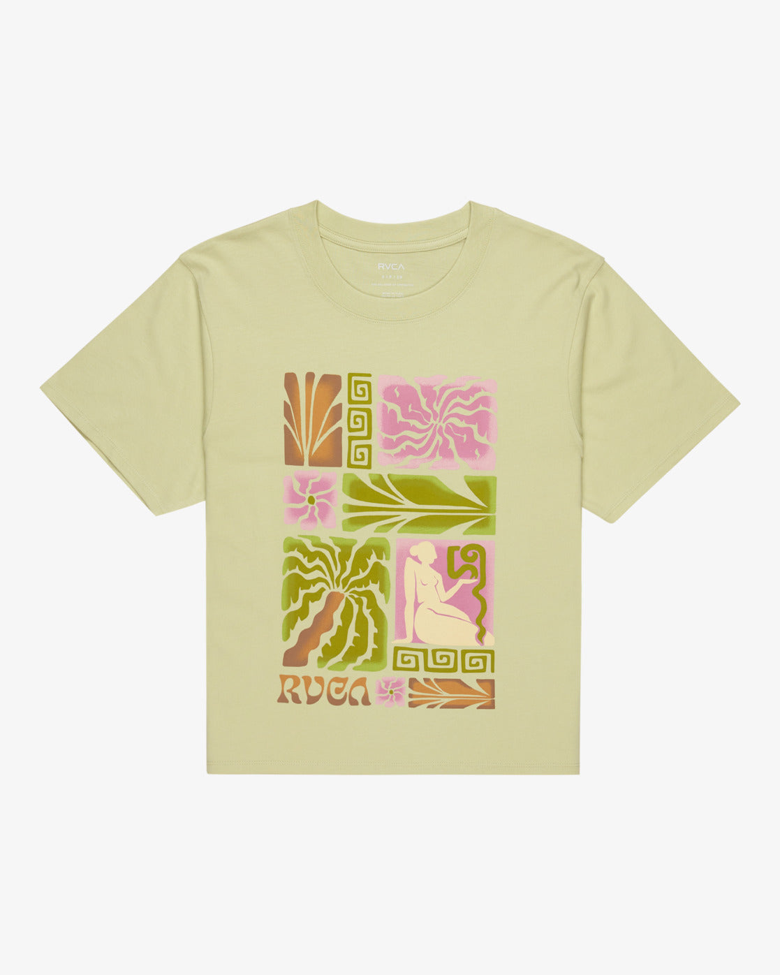 RVCA Womens Natural Tapestry T-Shirt - Lint - ManGo Surfing