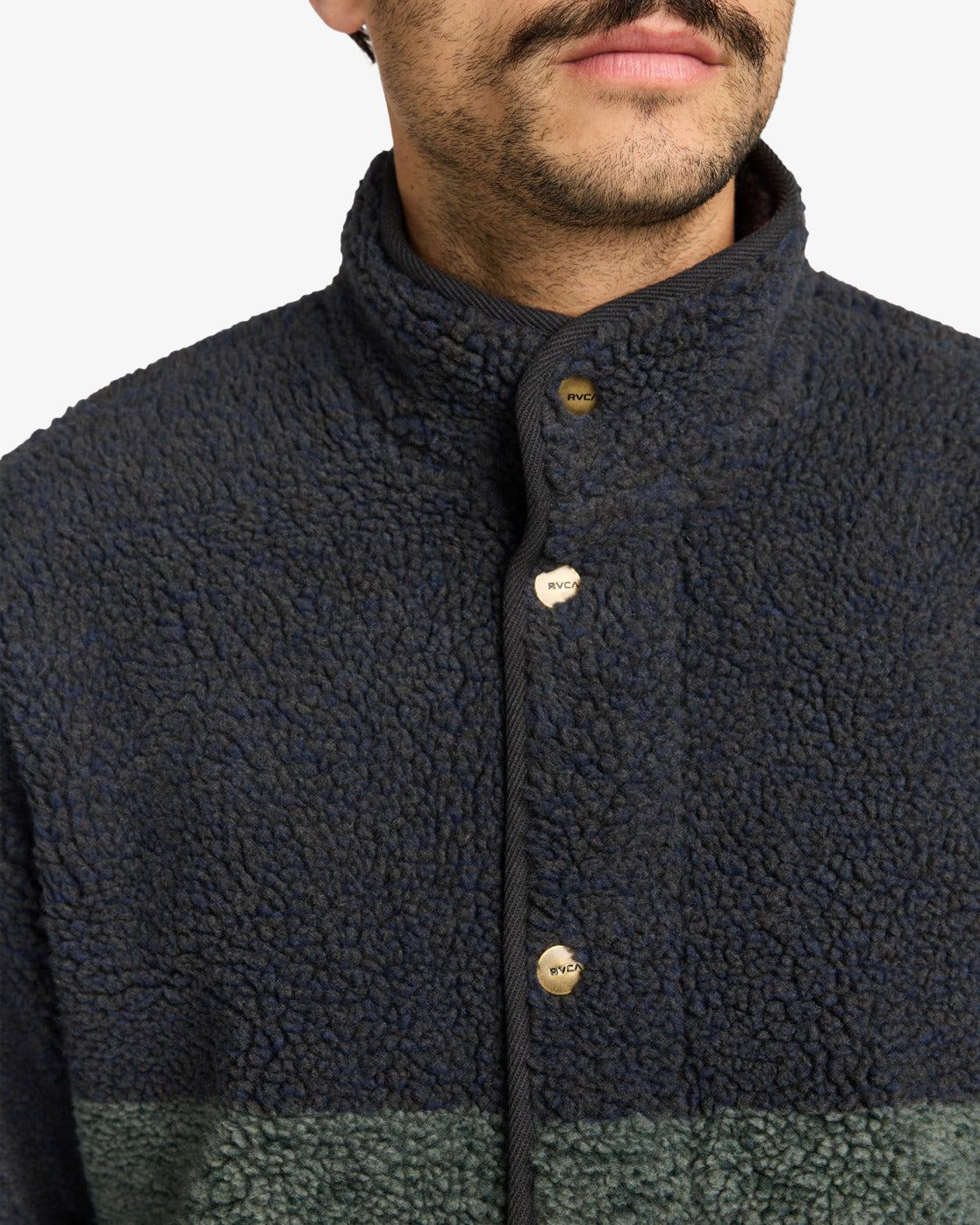 RVCA Mens Westwood Snap Fleece Top - Moody Blue