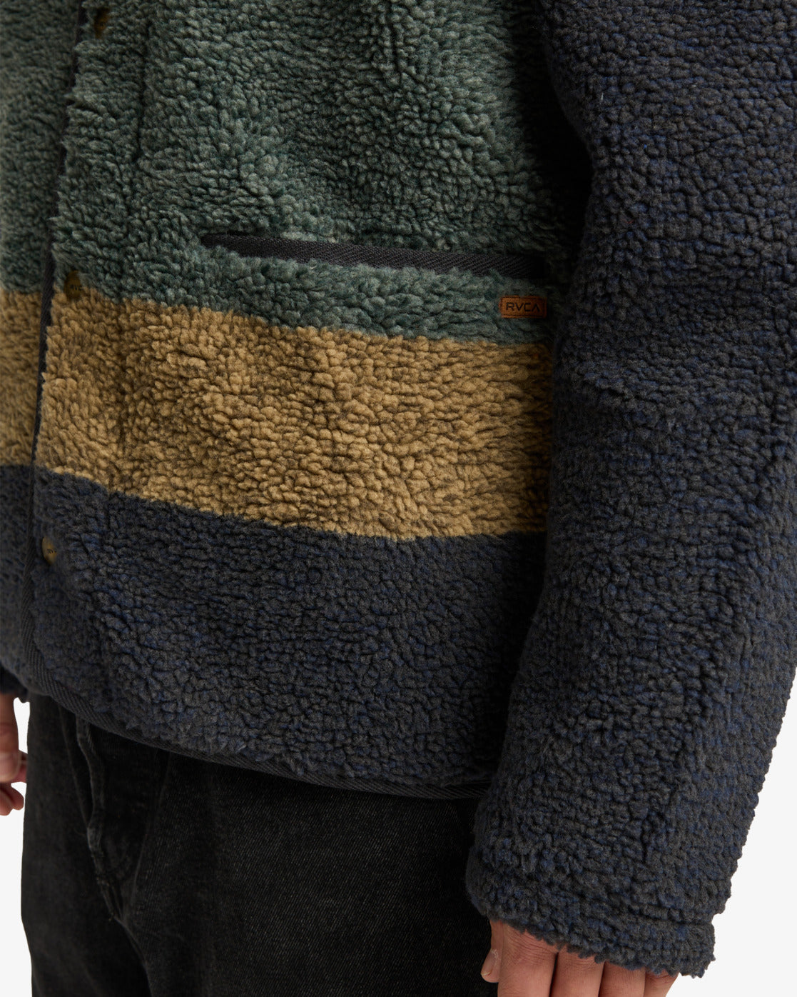 RVCA Mens Westwood Snap Fleece Top - Moody Blue