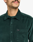 RVCA Mens Freeman Cord Long Sleeve Shirt - Hunter Green - ManGo Surfing