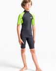 C-Skins Element 3/2 Junior Shortie Wetsuit - Anthracite/Lime Multi - ManGo Surfing