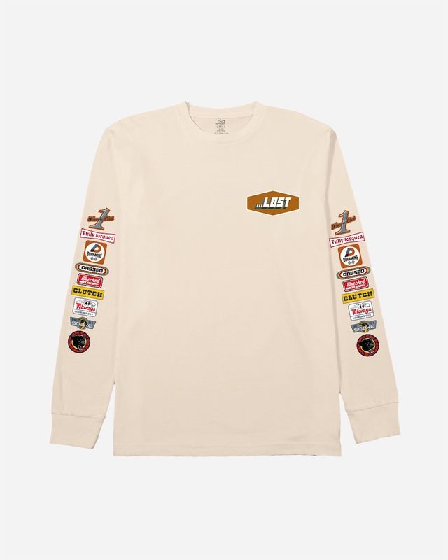 Lost Mens Pit Stop Long Sleeve T-Shirt - Vintage White - ManGo Surfing