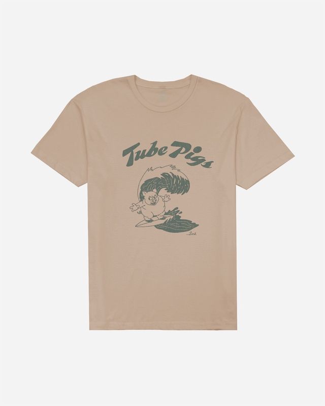 Lost Mens Tube Pig Vintage Dye T-Shirt - Sand - ManGo Surfing