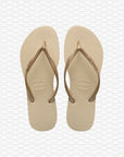 Slim Womens Flip Flops Sandals - Sand Grey Light Golden