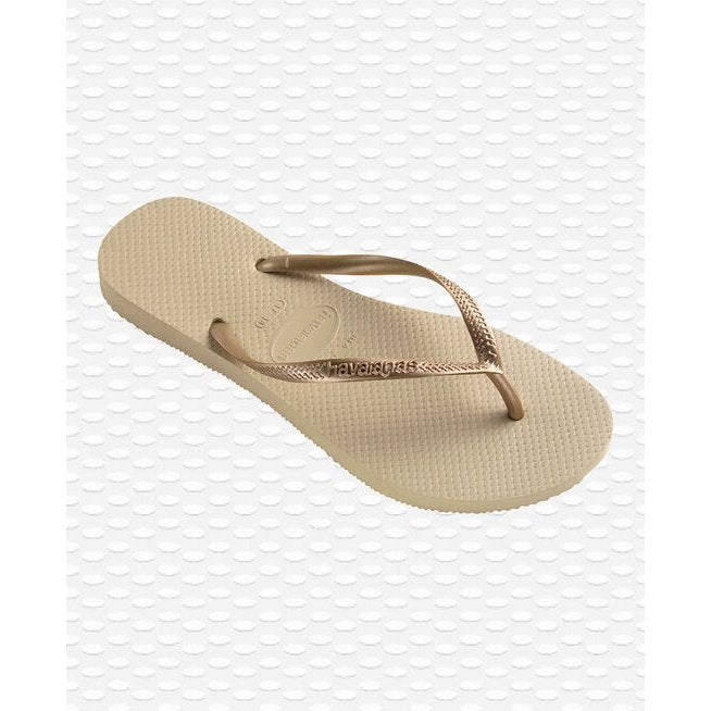 Slim Womens Flip Flops Sandals - Sand Grey Light Golden