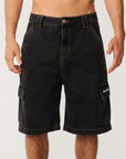 Rip Curl Mens Search Series Denim 23"Cargo Walkshorts - Washed Black