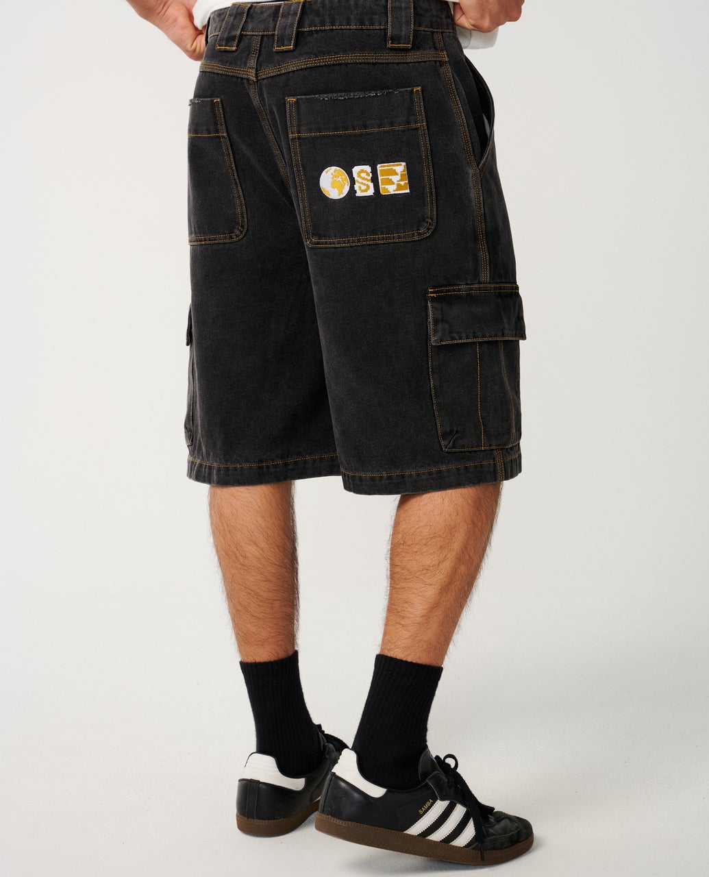 Rip Curl Mens Search Series Denim 23"Cargo Walkshorts - Washed Black