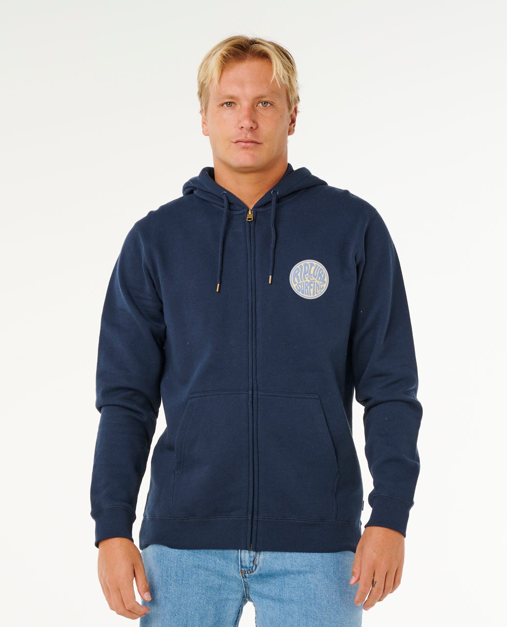 Rip Curl Mens Streamline Zip Through Fleece Hoodie - Dark Navy
