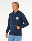 Rip Curl Mens Streamline Zip Through Fleece Hoodie - Dark Navy