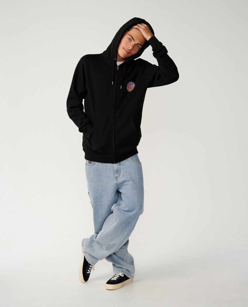 Rip Curl Mens Wettie Passage Icon Zip Thru Fleece Hoodie - Black