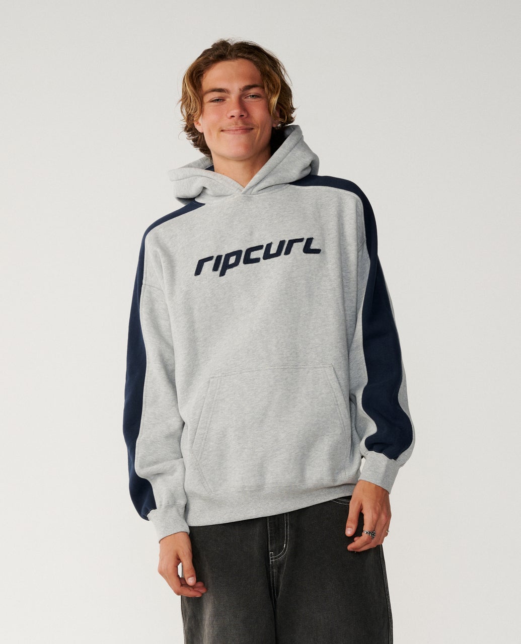 Rip Curl Mens Archive Panel Hoodie Fleece - Grey Marle