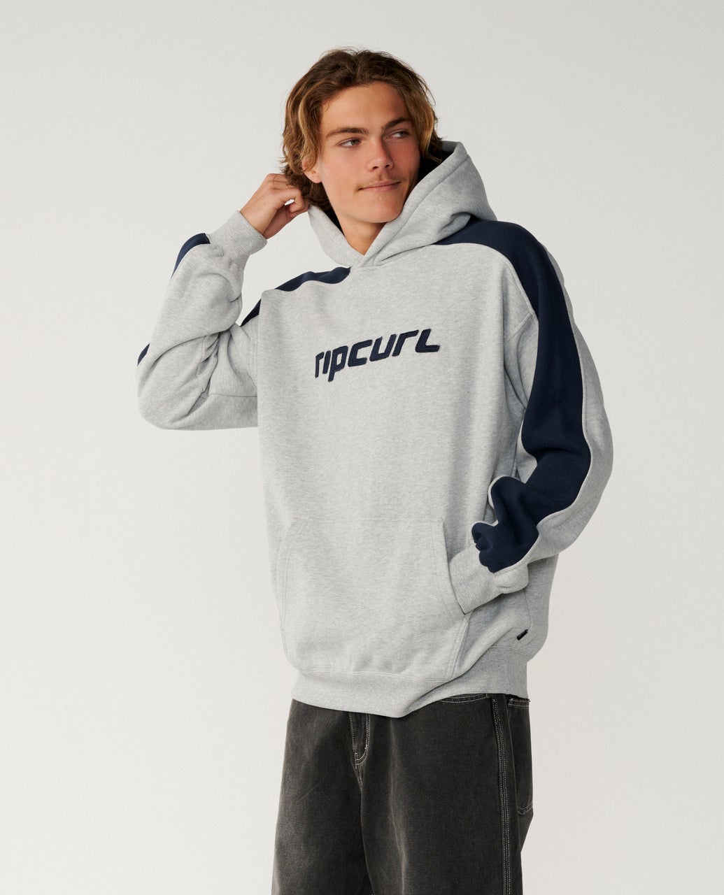 Rip Curl Mens Archive Panel Hoodie Fleece - Grey Marle