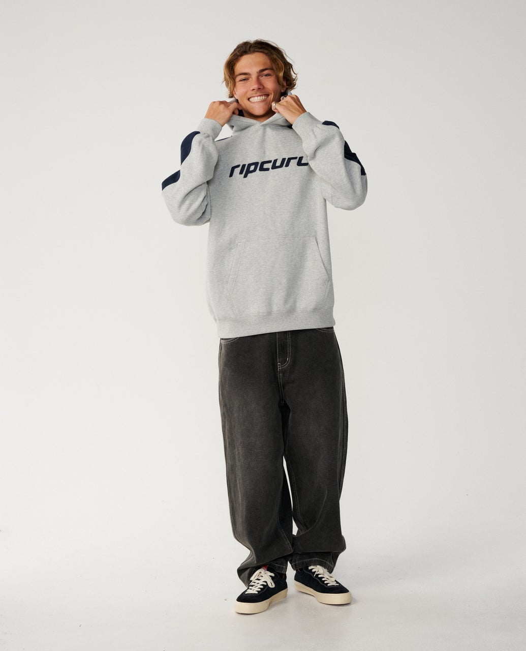 Rip Curl Mens Archive Panel Hoodie Fleece - Grey Marle