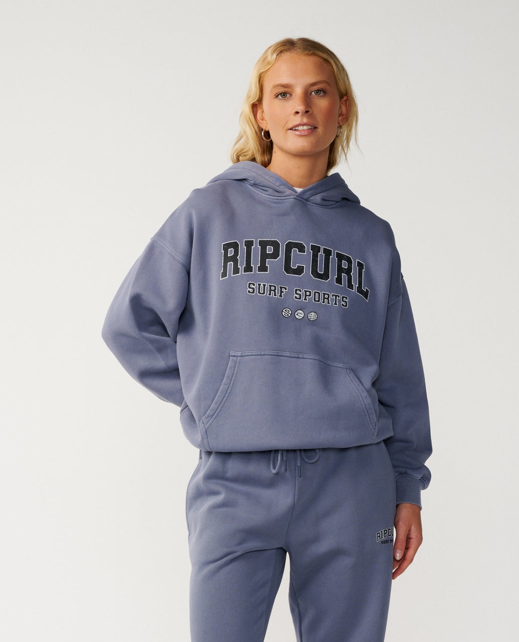 Rip Curl Womens Varsity Sports Oversize Hoodie - Blue Grey