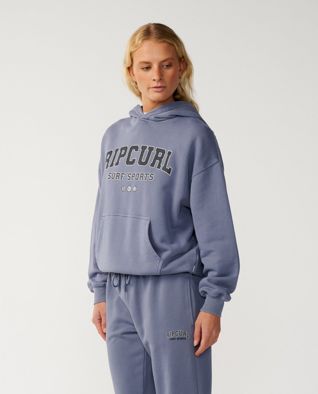 Rip Curl Womens Varsity Sports Oversize Hoodie - Blue Grey
