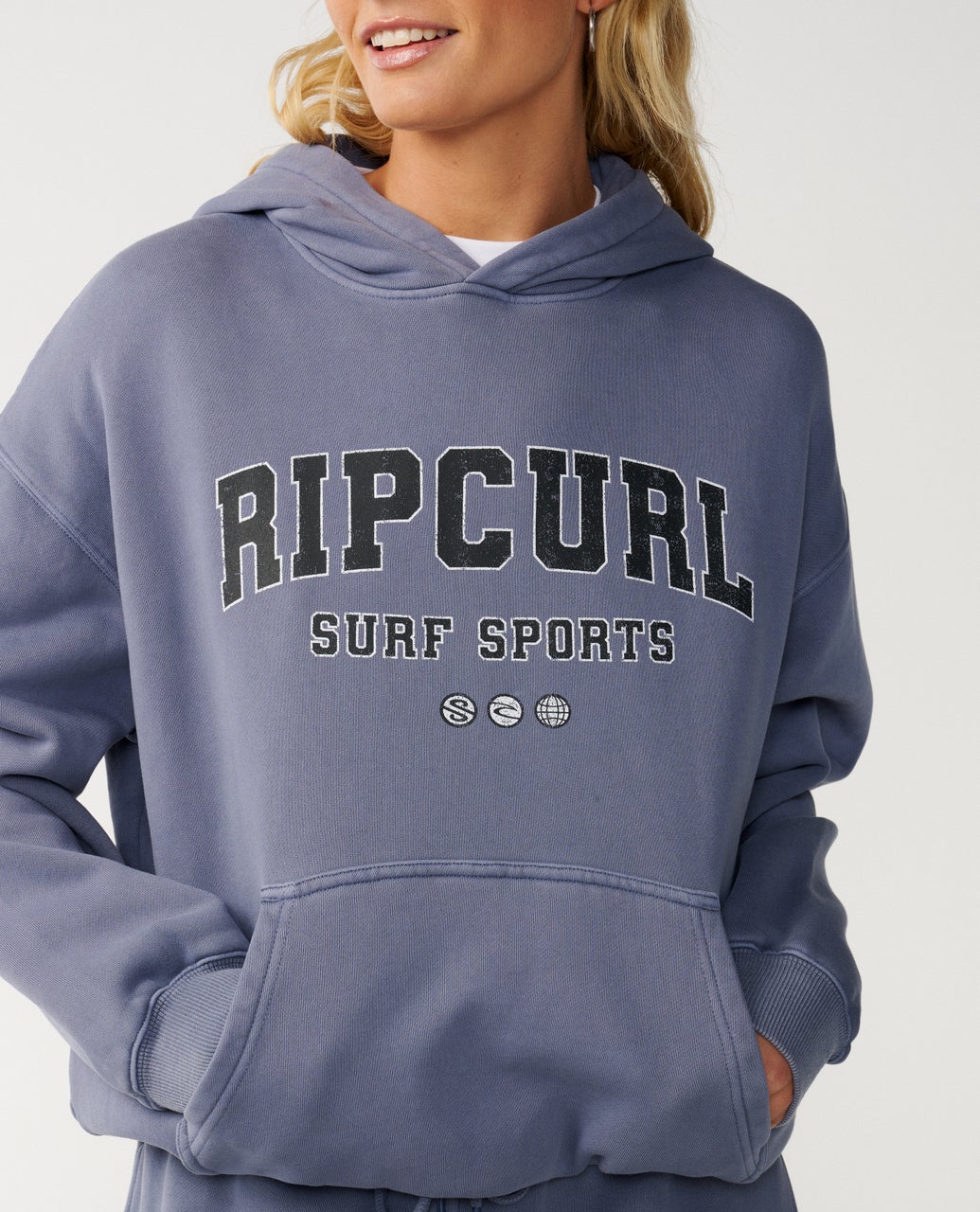 Rip Curl Womens Varsity Sports Oversize Hoodie - Blue Grey