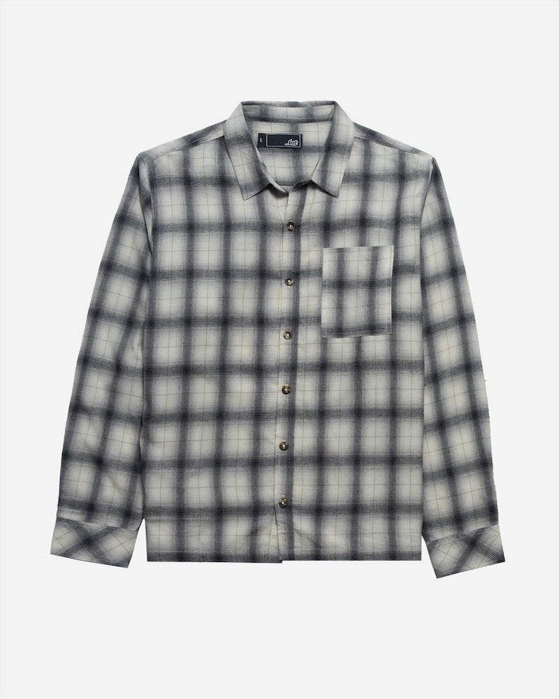 Lost Mens Rowdy Woven Plaid Long Sleeve Shirt - Oatmeal