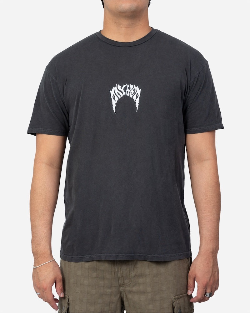 Lost Mens Mayhem Bolts Vintage Dye T-Shirt - Vintage Black with White