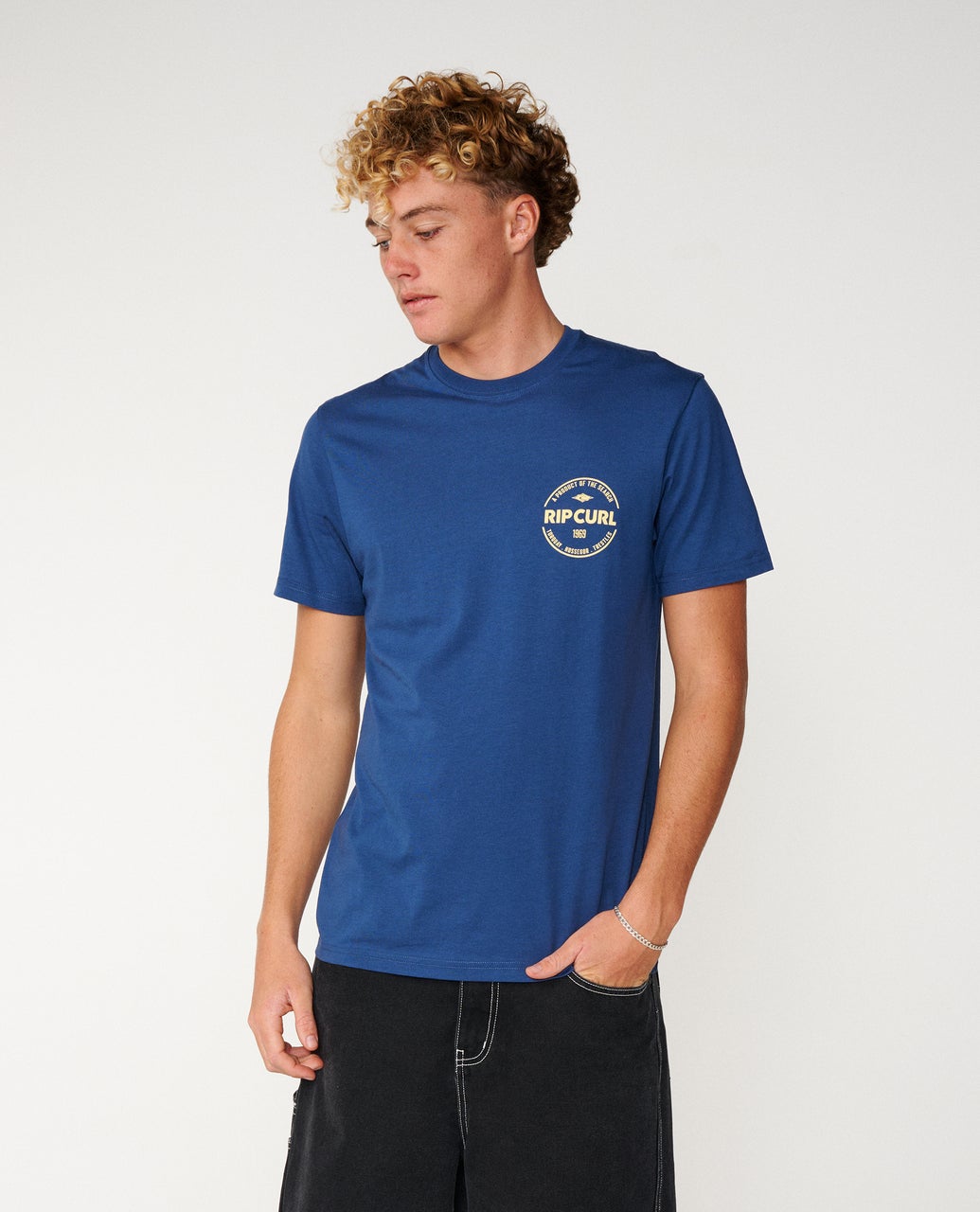 Rip Curl Mens Staple Standard T-Shirt - Light Navy