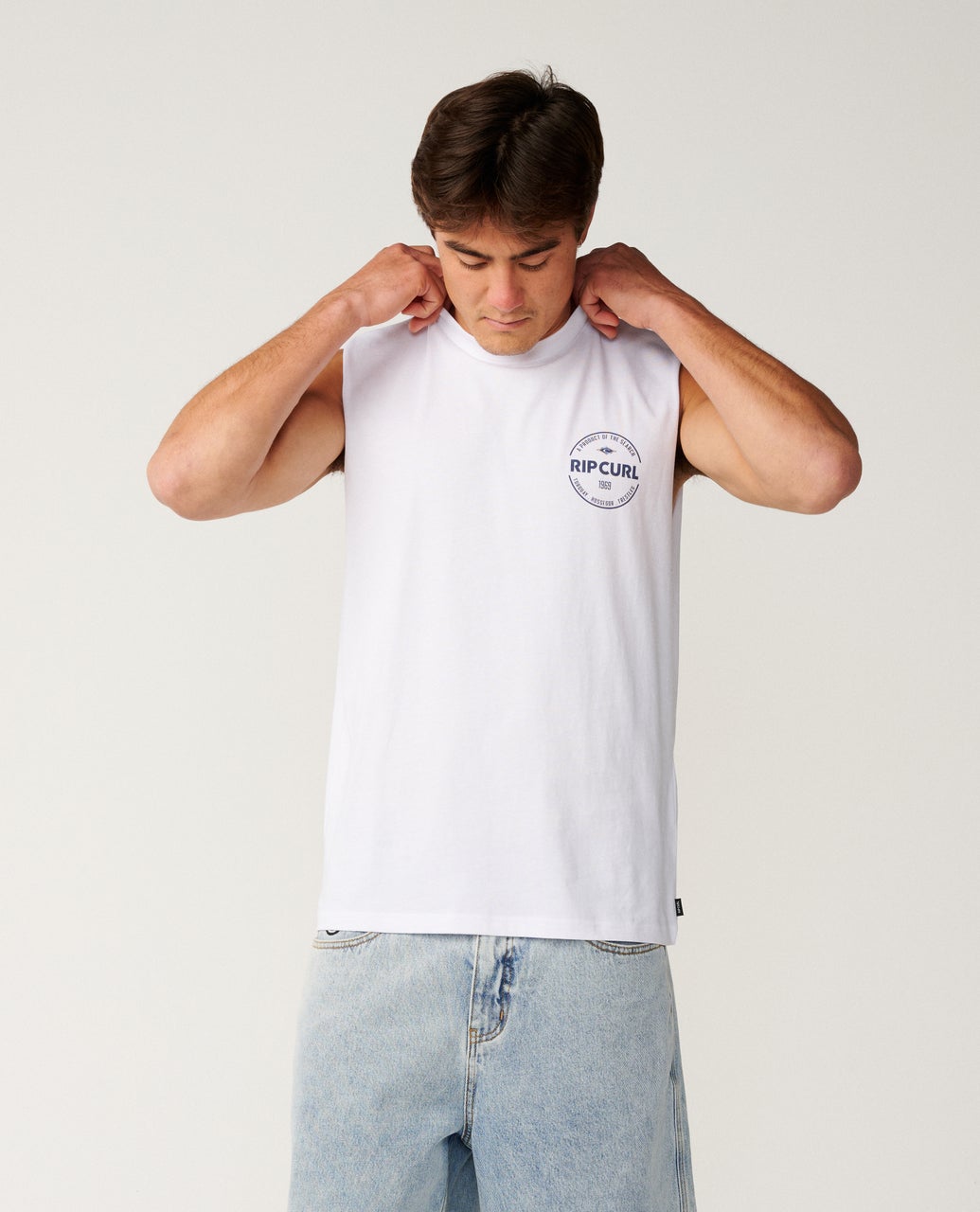 Rip Curl Mens Staple Muscle Sleeveless T-Shirt - White
