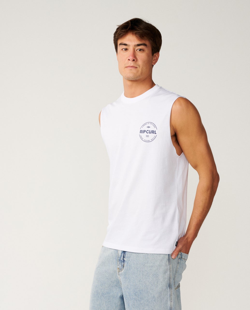 Rip Curl Mens Staple Muscle Sleeveless T-Shirt - White