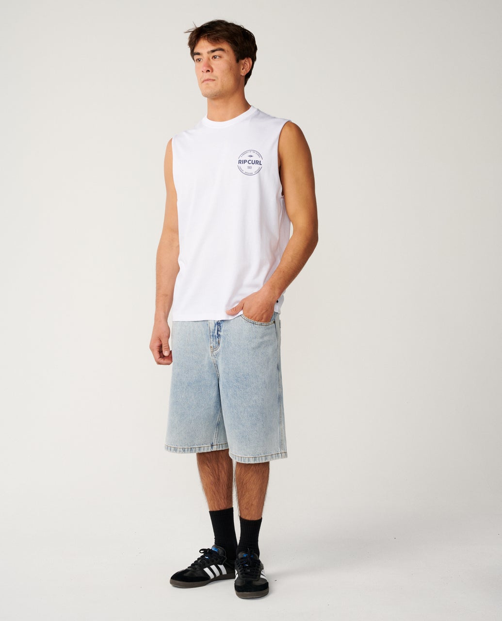 Rip Curl Mens Staple Muscle Sleeveless T-Shirt - White