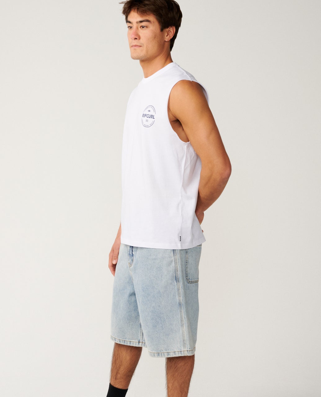Rip Curl Mens Staple Muscle Sleeveless T-Shirt - White