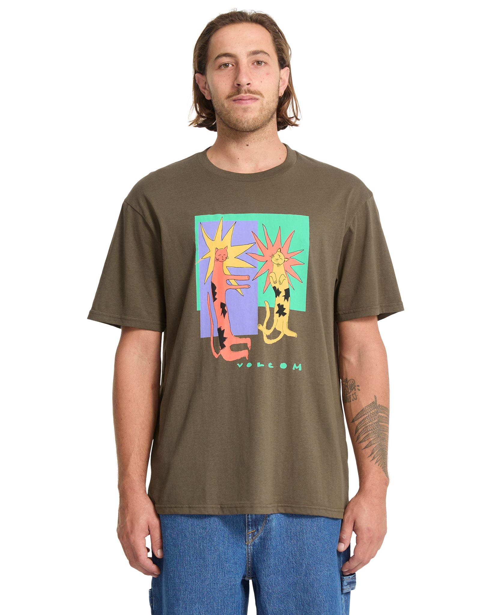 Volcom Mens Longo Cats T-Shirt - Sage Leaf