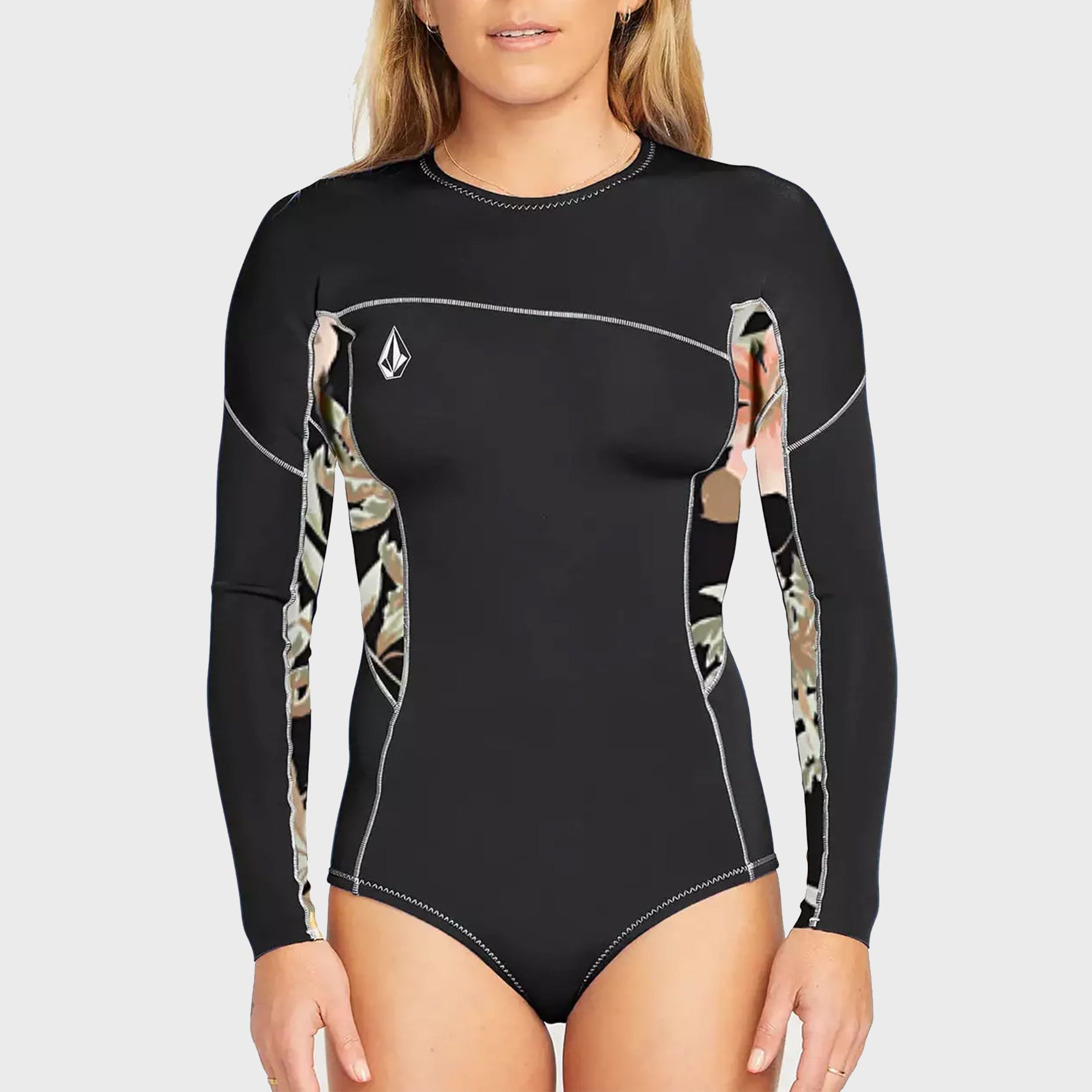 1 mm Long Sleeve Back Zip Springsuit - Womens Bikini Style Wetsuit - Black - ManGo Surfing