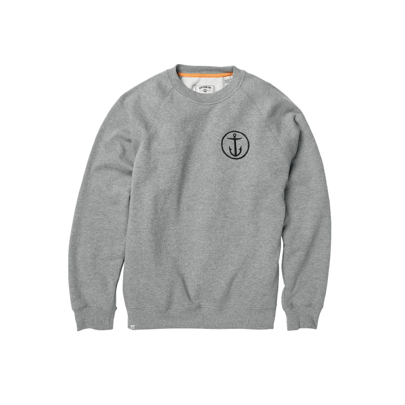 Captain Fin Mens Shweaty Anchor Crew Sweatshirt - Heather Grey - ManGo Surfing