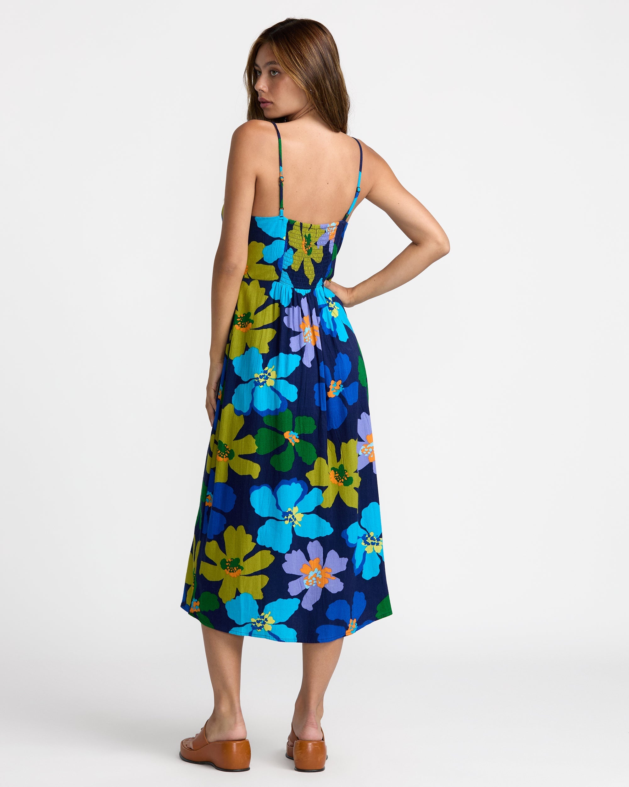 RVCA Womens Anya Midi Dress - Blue Hawaii - ManGo Surfing