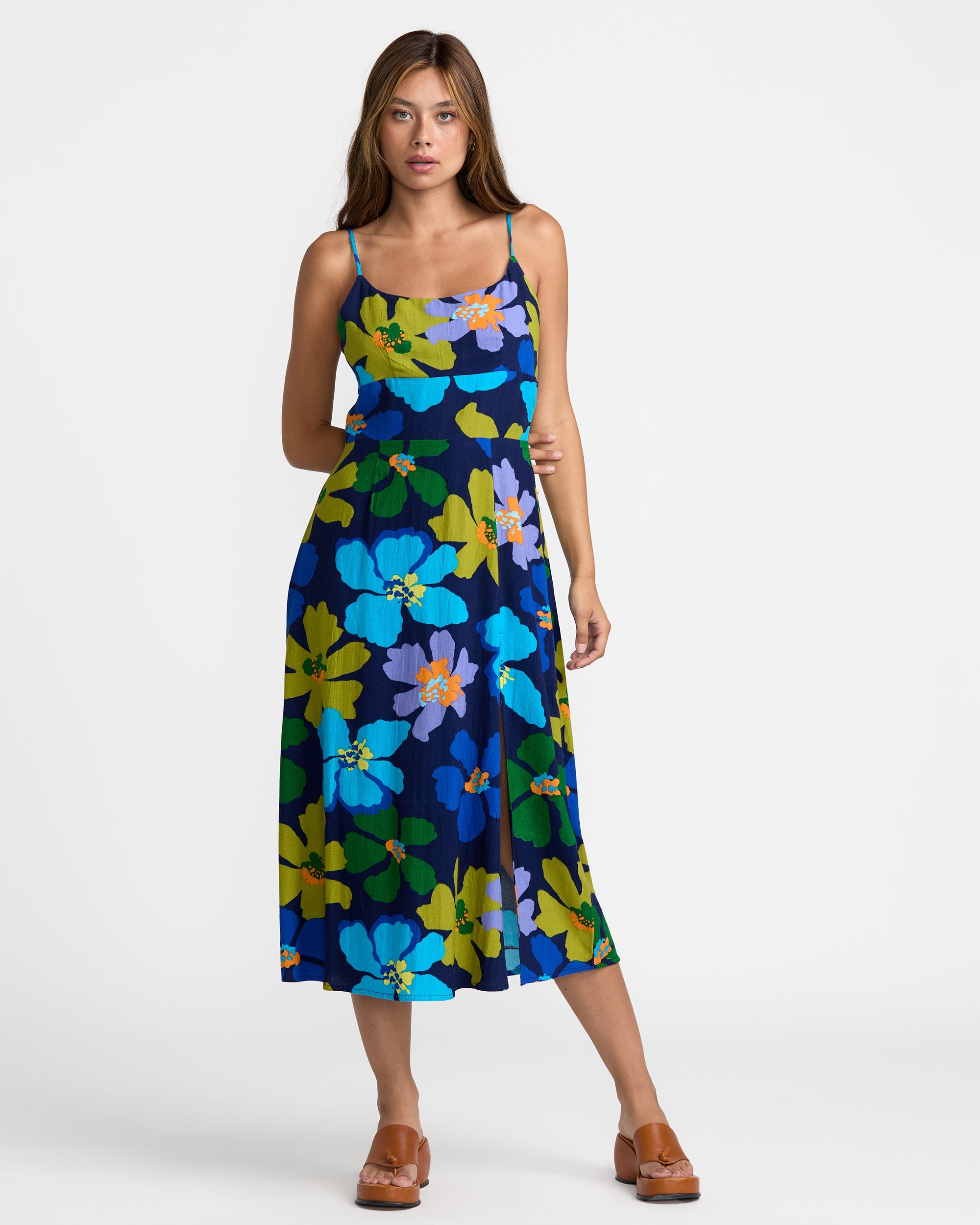 RVCA Womens Anya Midi Dress - Blue Hawaii - ManGo Surfing
