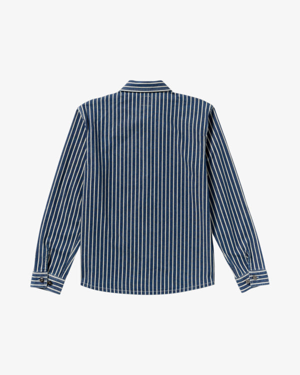 RVCA Mens Dayshift Hickory Long Sleeve Overshirt - Dark Denim