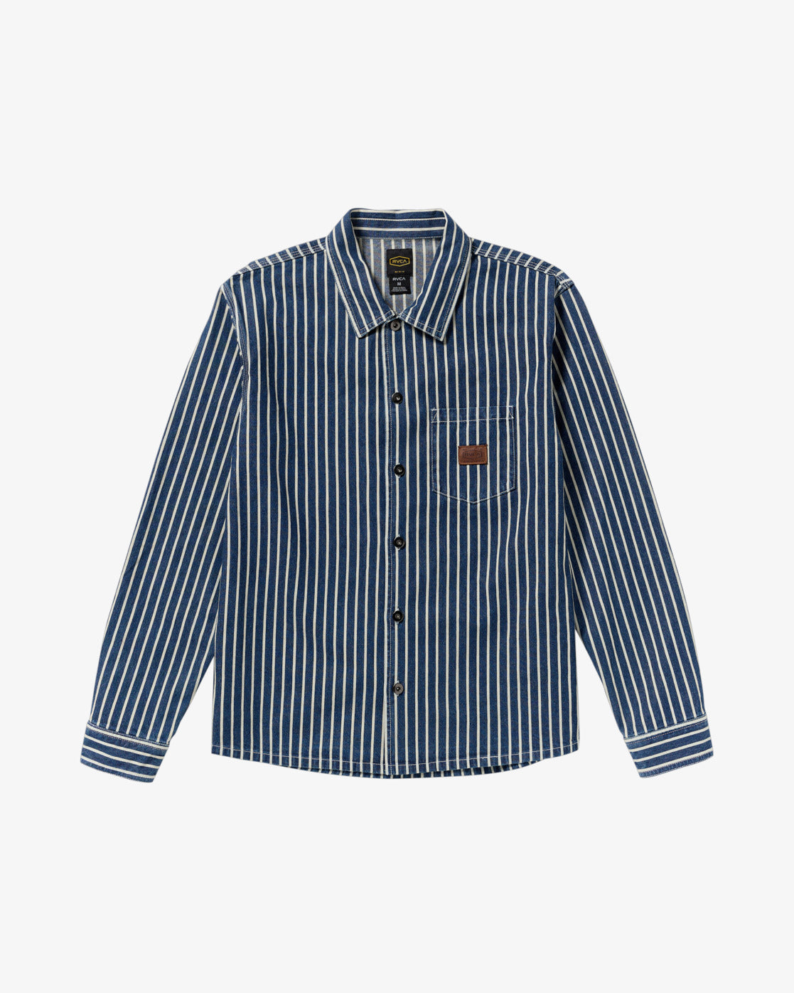 RVCA Mens Dayshift Hickory Long Sleeve Overshirt - Dark Denim