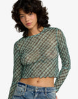 RVCA Womens River Long Sleeve Crop Top - Sea Green