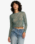 RVCA Womens River Long Sleeve Crop Top - Sea Green