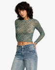 RVCA Womens River Long Sleeve Crop Top - Sea Green