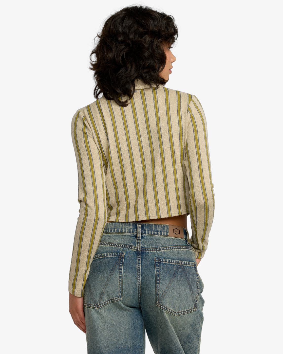 RVCA Womens Willow Long Sleeve Crop Top - Eucalyptus - ManGo Surfing