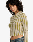 RVCA Womens Willow Long Sleeve Crop Top - Eucalyptus - ManGo Surfing