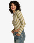RVCA Womens Willow Long Sleeve Crop Top - Eucalyptus - ManGo Surfing
