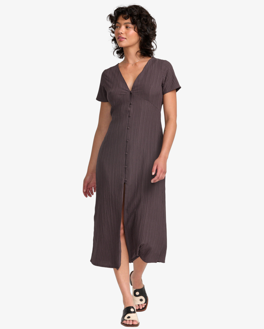 RVCA Womens Understated Midi Dress - Raisin - ManGo Surfing