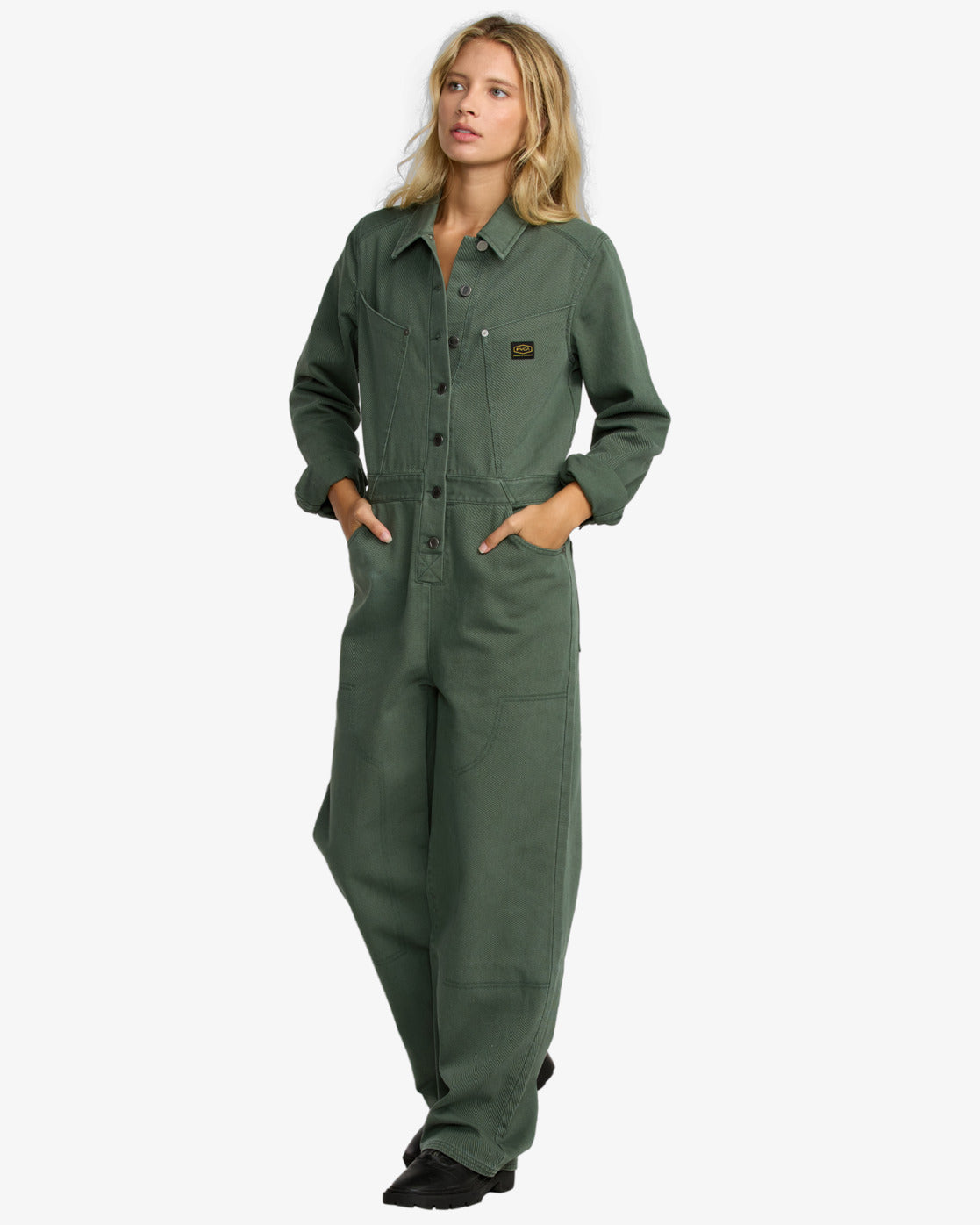 RVCA Womens Dayshift Boiler Suit Jumpsuit - Fir Green - ManGo Surfing