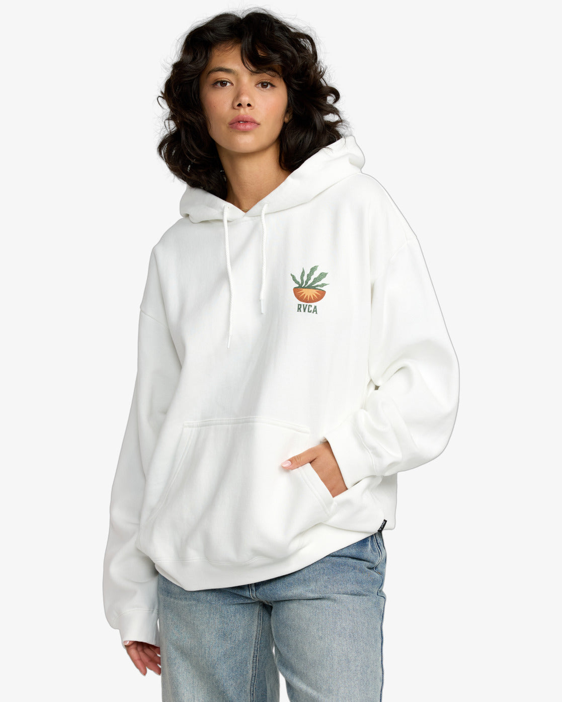 RVCA Womens Baggie BF Hoodie - Vintage White